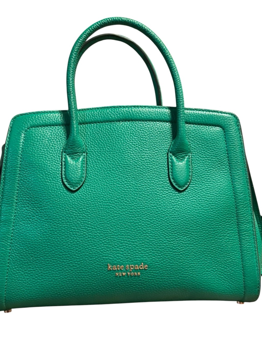 Kate Spade New York Knott Pebbled Leather Medium Zip Top Satchel Bag Yucca Green